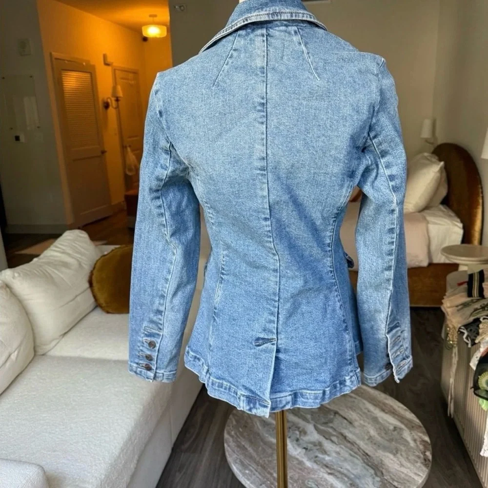 Anthropologie Dear John Minah Denim Blazer Fitted Blue Denim Jacket XS - Picture 5 of 10